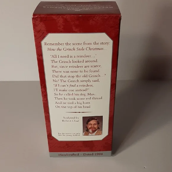 Hallmark "Keepsake" Grinch and Max Ornament in Classic Red & Green, Handcrafted - Picture 10 of 11